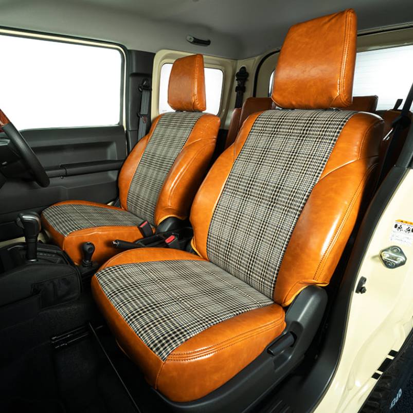 SHOWA GARAGE Premium Leather Glen Plaid Seat Covers Jimny JB74 Sierra
