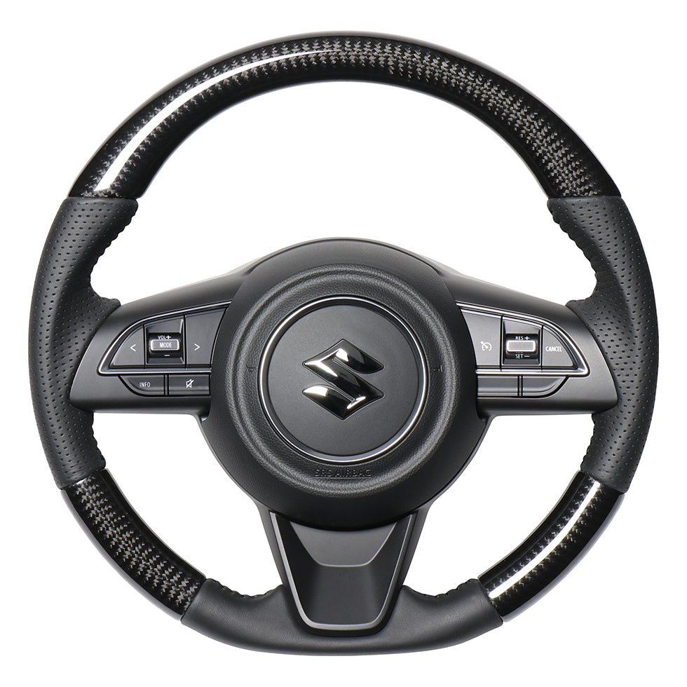 金属製 舵輪 Steering,Weel REAL Genuine Carbon Steering Wheel Leather Jimny JB74 SWIFT