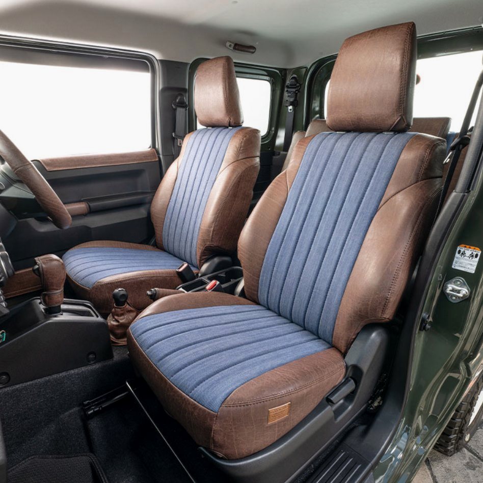 GRACE CRUM Vintage Synthetic Leather Denim Seat Covers Jimny JB74 ...