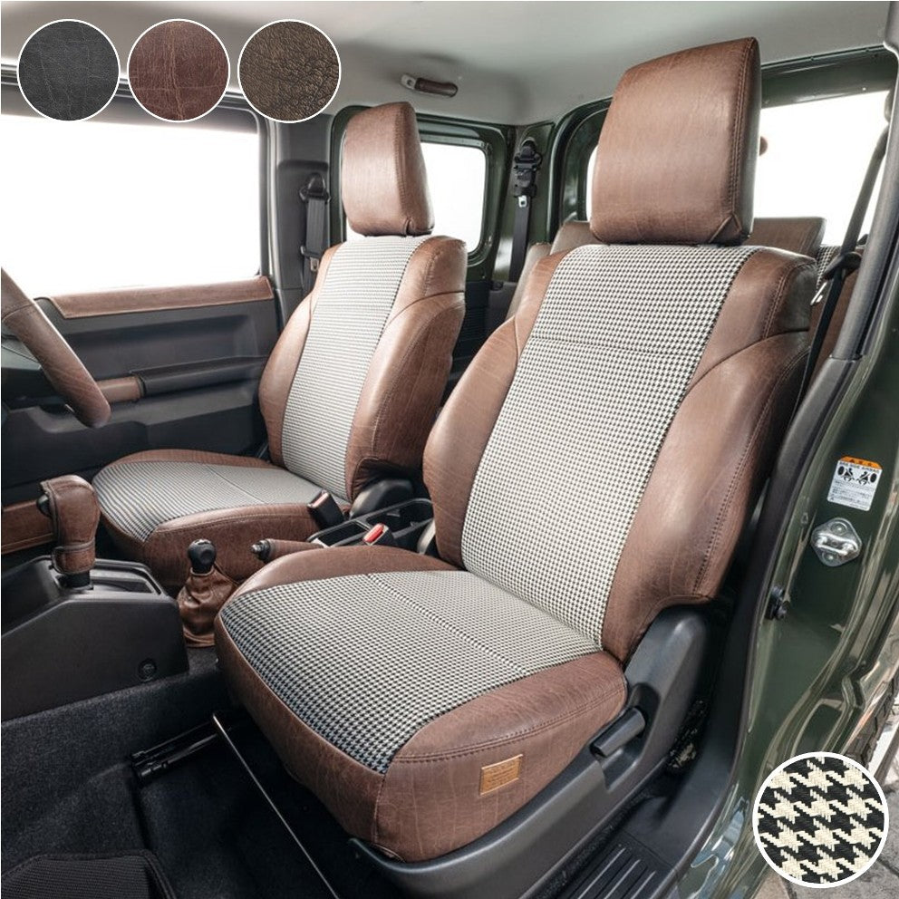 GRACE Vintage Leather Houndstooth Seat Covers Jimny (2018-ON)