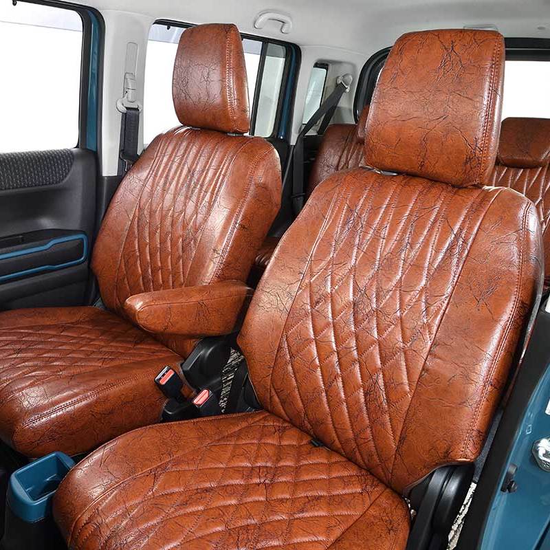 GRACE CRUM Antique Synthetic Leather Seat Covers D Jimny JB74 Japan ...