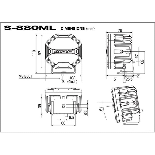 IPF 4-inch Octagon LED Driving Lights (S-880ML)