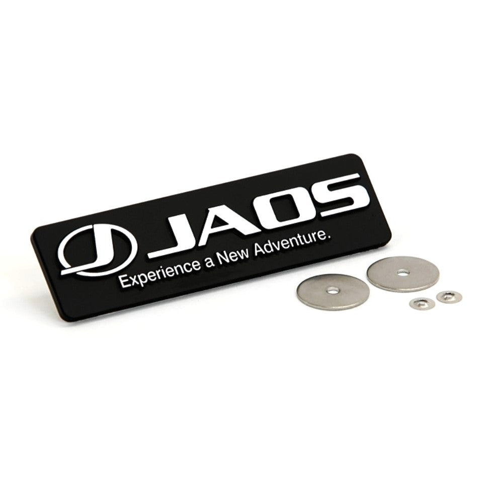 JAOS Aluminum Emblem with Mounting Bolts 10x3cm