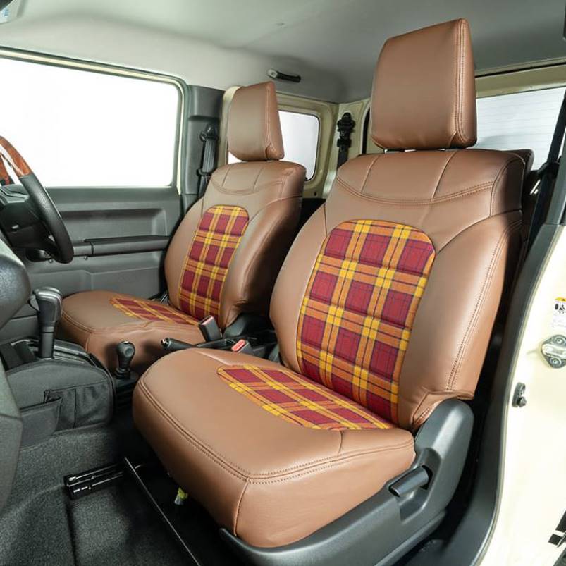 SHOWA GARAGE Mocha Leather and Plaid Seat Covers Jimny (2018-ON)