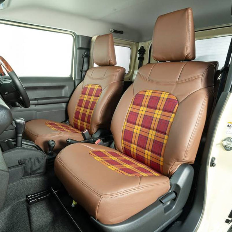 SHOWA GARAGE Mocha Leather and Plaid Seat Covers Jimny (2018-ON)