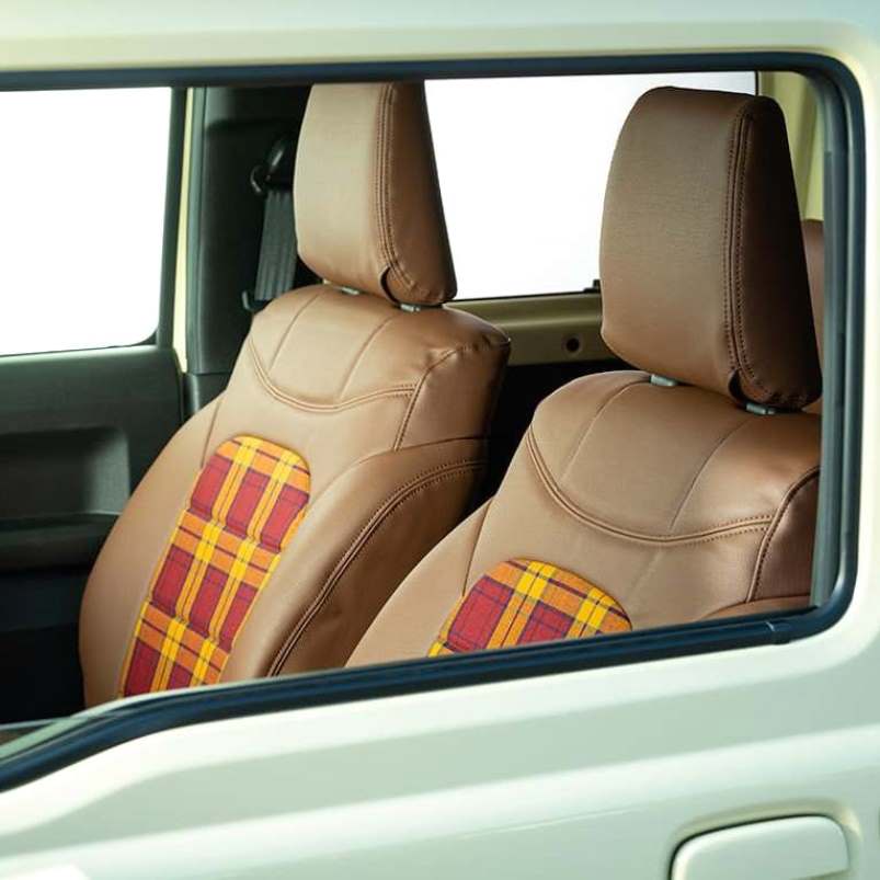 SHOWA GARAGE Mocha Leather and Plaid Seat Covers Jimny (2018-ON)