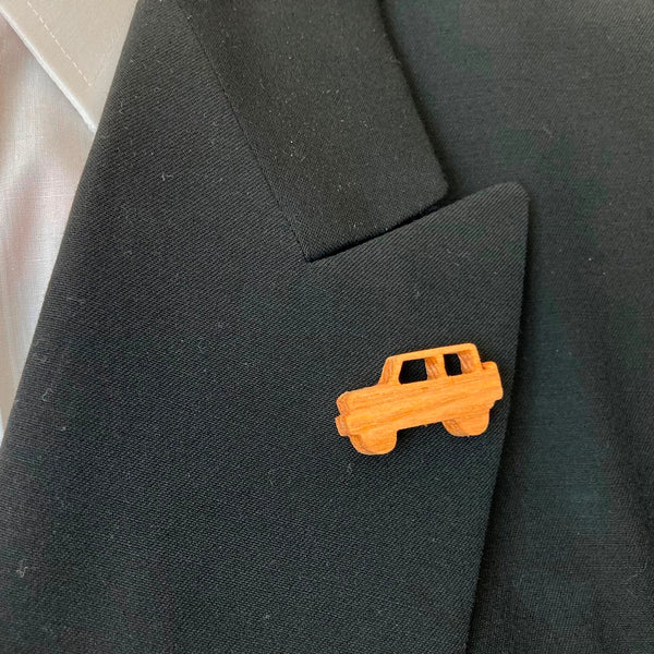 Handmade Jimny-shaped Wooden Lapel Pin