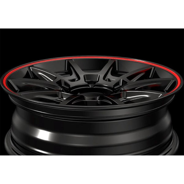 MID RMP RACING R25 Black Rim Red Line 16" Wheels for Jimny